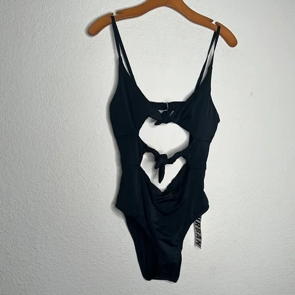 Urban Outfitters Out From Under Monica Double Tie One Piece Swimsuit Black Sz L - Picture 7 of 11